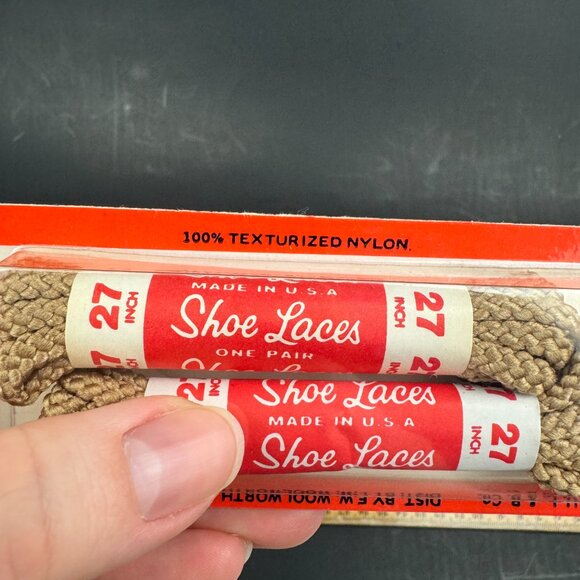 Vtg Woolworth Co Shoe Laces 27 in 5 or 6 Eyelet Light Brown Tan Chino Color Prop - Picture 7 of 9